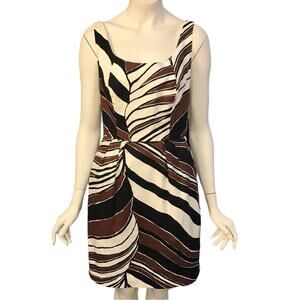Trina Turk Los Angeles Dress Black Brown White Pattern Sleeveless Women Size 8